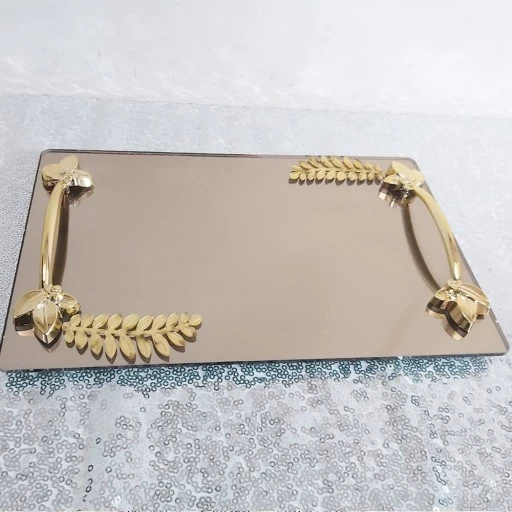 Yaprak Desenli Damat Kahvesi Altlığı Tepsi