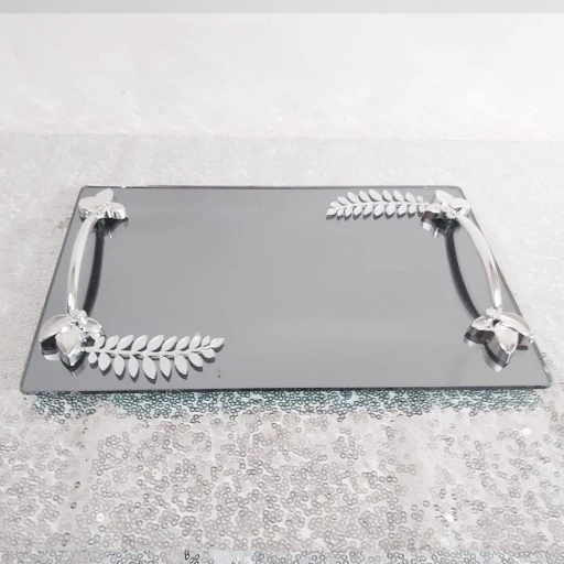 Yaprak Desenli Damat Kahvesi Altlığı Tepsi