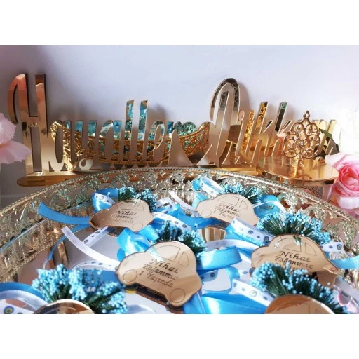 Araba Pleksi Mavi Süslemeli Sünnet Şekeri