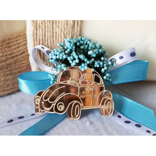 Araba Pleksi Mavi Süslemeli Sünnet Şekeri