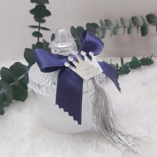 Şekerlik Kutu Akrilik Şeffaf İçi Mum Sünnet Mevlüt Hediyeliği