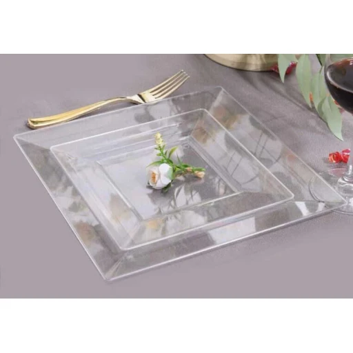 Tabak Kristal Mika Kare 21 cm Şeffaf 6'lı