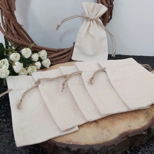 Amerikan Kumaş Bez Kese İpli Büzmeli 9x13 cm