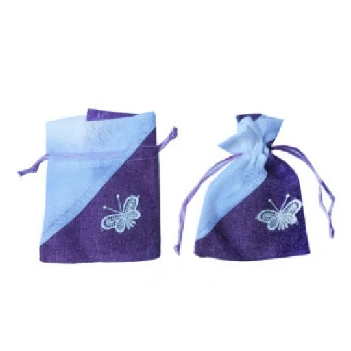 Kese Çuval Kelebekli Lila 12*14cm P20