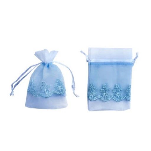 Kese Organze Üstü Saten Tüllü Mavi 9x14 20