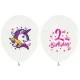 Balon Baskılı Lisanslı 12 inç 4+1 Unıcorn 2 Yaş Beyaz 100'lü
