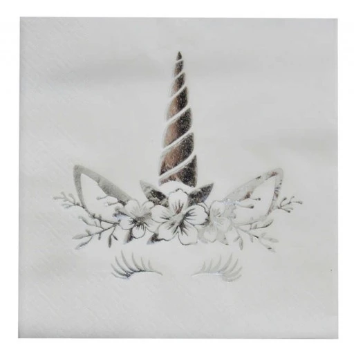 Unıcorn Peçete Varaklı Gümüş 33x33 cm 16'lı