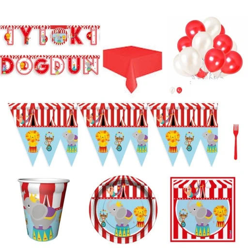 Sirk Konseptli Doğum Günü Süsleri Parti Seti 8 Kişilik