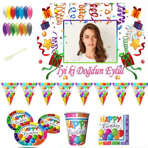 Yetişkin Multicolor Rengarenk İyi Ki Doğdun Doğum Günü Süsleri Parti Seti Hdts225