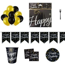 Yetişkin Sparkling Confeti Happy Birthday Doğum Günü Süsleri Parti Seti 8 Kişilik
