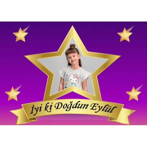 Yıldız Konsept Kişiye Özel Fotoğraflı Doğum Günü Afiş Hdts223