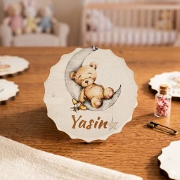 Ahşap Magnet Bebek Hediyeliği Ayıcık Baskılı