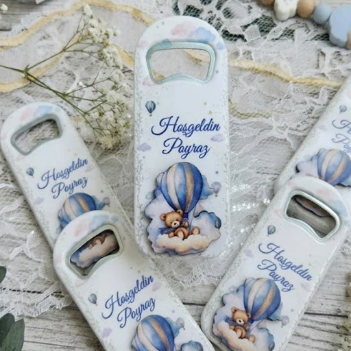 3 Boyutlu Kabartmalı Yeni Doğan Mevlid Hediyelik Balon Ayıcık Konsept Bebek Açacak Magnet