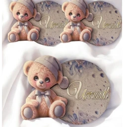 Erkek ayıcıklı 6.5cm ahşap mıknatıslı isme özel Bebek Magnet Bebek Mevlüt Hediyelik