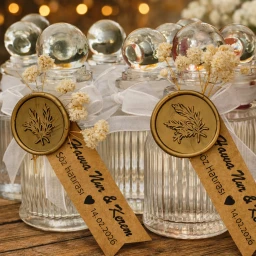 20 Adet Kristal kapaklı cam şişe Kolonyalı Söz Nişan Nikah Hediyelik